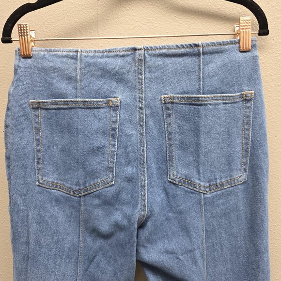 SO Flare Jeans Womens 9 29W Blue Lace Up Front High Waist Frayed Hem Retro Y2K - Picture 5 of 11